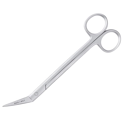 Applique Long Thin 6 Inch - Angled Offset Blade Scissors with Pouch Sleeve for Embroidery, Fabric, Thread, Knitting, Sewing, Arts & Craft (Satin)