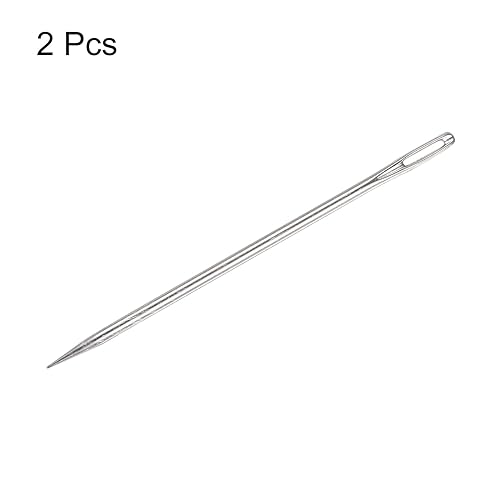 HARFINGTON 2pcs 4 Inch Upholstery Needles Large Eye Stitching Needles Stainless Steel Straight Hand Sewing Needles for Home Hand Sewing Leather Tapestry Embroidery Tufting Webbing Carpet - size: 4in