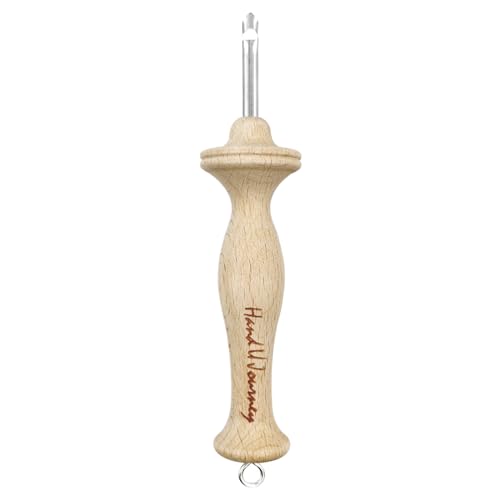 Hand U Journey 10# Regular Size Beech Wood Handle Punch Needle Rug Hooking Tool with Open-Side Design - size: 10#Regular