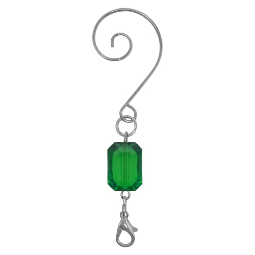 Christmas Ornament Hooks Set of 20 Red and Green Acrylic Jewel Hangers, Silver Wire Decorative Scroll S Hooks with Lobster Claws, 3 Inch Holiday Ornament Hangers for Christmas Tree Decorations