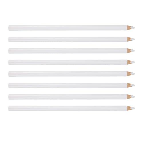 BOXOB 8pcs Fabric Pencils for Sewing, Water Soluble Sewing Fabrics Tailors Markers Pen Practical Marking & Tracing Tool for Dressmaking Quilting Embroidery DIY Crafts (White) - color: White