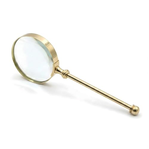 Magnifying Glass with Solid Brass Handle, Handheld Magnifying Glass Lens, Antique Magnifier, Reading, Inspection, Coin & Stamp, Astrologer, Low Sight Elderly Collectible Décor Gift - style: Brass Handel