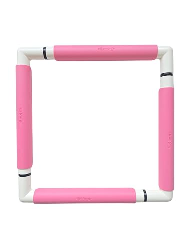 Nurge Rectangle Plastic Embroidery Snap Frame - Cross Stitch Hoop & Needlepoint Stretcher Bars for Hand Crafting, Punch Needle, Quilting, Sewing Supplies - Lightweight & No-Crease 11.5x11.5 Pink - color: Pink, size: 11.5x11.5"