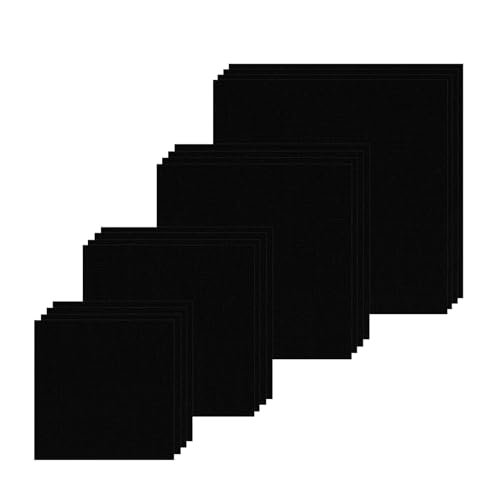 16 PCS Linen Embroidery Fabric Black Cloth Fabric Squares - color: Black 16 Pcs