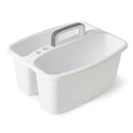 Gracious Living Storage Caddy, 2-Compartment Portable Plastic Tote with Handle for Cleaning Supplies, Craft Organization, & Makeup, White/Gray - size: 1 Pack