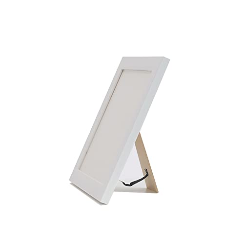 Ebherys 9.5x9.5 Embroidery Frame in Black - Displays Hand Embroidery works7.5x7.5 with Cardbord - Composite Wood, Metal Tabs, Table Top Easel SquareShape,No Glass (White) - color: White