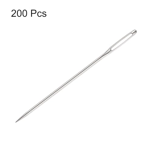 HARFINGTON 200pcs Large Eye Stitching Needles 2.05Inch Sewing Needles Stainless Steel Leather Needle Embroidery Needle Yarn Knitting Hand Sewing Needles - size: 2.05"