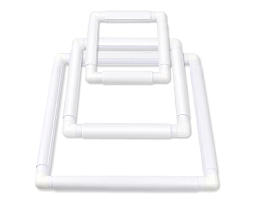 DS. DISTINCTIVE STYLE Embroidery Hoop 3 PCS for Cross Stitch Plastic Cross Stitch Frame Set Rectangular Embroidery Hoops 6x6 8x8 11x11 for Needlepoint Quilting Sewing
