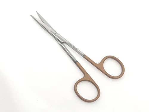 Stainless Steel Iris Dissecting Scissors 4.5", Straight, Fine Point Made of Premium Quality Stainless Steel (Khaki Handle) - color: Khaki Handle
