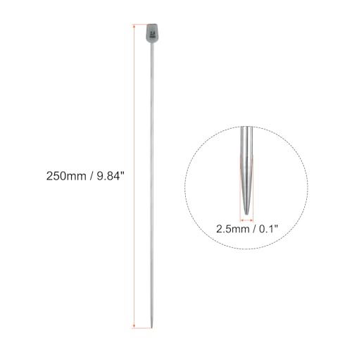 uxcell 2Pcs 2.5mm(C) Single Pointed Knitting Needles Stainless Steel 9.84 Inches Length Metal Weaving Tool for Handmade Projects DIY Knitting - size: 2.5mm, 9.84"