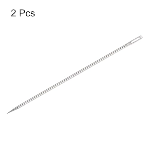 HARFINGTON 2PCS 6 Inch Upholstery Needle Large Eye Extra Long Stitching Straight Hand Needles Easy to Thread for Home Hand Leather Tapestry Embroidery Tufting Webbing Carpet - size: 6in