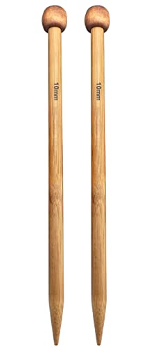 Weabetfu Large Size Bamboo Knitting Needle Straight Single Pointed Thick Knit Needles 10-inch Length Jumbo Knitting Needles for Huge Chunky Yarn Handmade DIY Knitting,US Size 15(10mm) - size: 10mm(M)