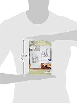 Tobin Stamped Kitchen Towels for Embroidery, Kittens 17 x30
