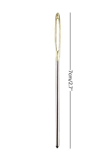 yueton 40pcs 2.7 inch Metal Large Eye Blunt Needles Yarn Needles for Knitting Crochet Projects (Gold End)