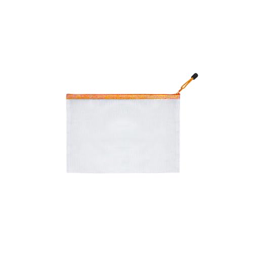 Mesh Zipper Pouch Bag,A3 Zipper Bag for Organizing Storage, Waterproof Zipper Pouch, 17" x 12"/44cm x 32cm, File Bag for School and Office Supplies (Orange) - color: Orange