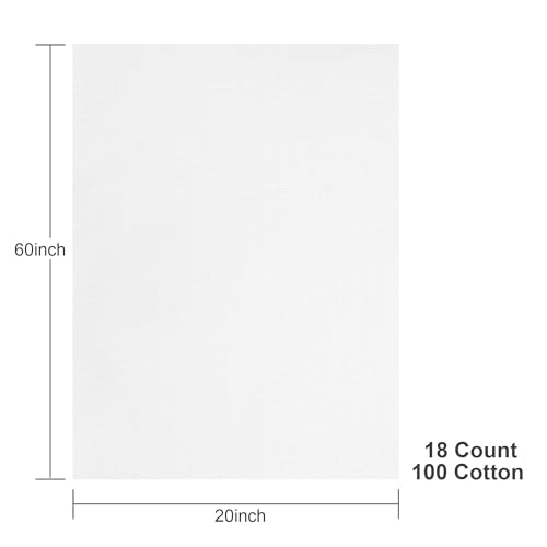 Aida Cloth 18 Count Cross Stitch Fabric,20×60inch (18CT,White) - color: White, size: 18CT