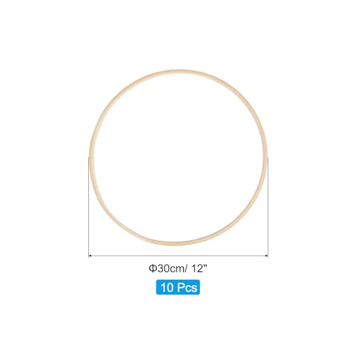 PATIKIL 12 Inch Bamboo Macrame Hoop, 10Pcs Wood Floral Hoop Craft Rings for DIY Craft Dream Catcher Wedding Wreath Decor Wall Hanging Decorations - size: 12 Inch