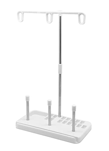 Thread Spool Holder Stand- 3 Spools Holder for Domestic (Home-Base) Embroidery and Sewing Machines - Four Colors for Choices - color: White