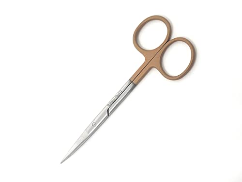 Stainless Steel Iris Dissecting Scissors 4.5", Straight, Fine Point Made of Premium Quality Stainless Steel (Khaki Handle) - color: Khaki Handle