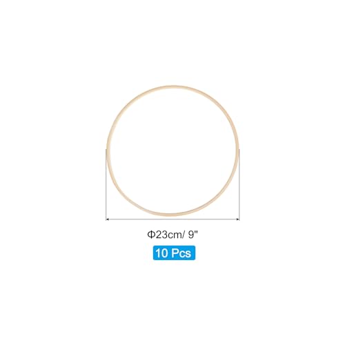PATIKIL 9 Inch Bamboo Macrame Hoop, 10Pcs Wood Floral Hoop Craft Rings for DIY Craft Dream Catcher Wedding Wreath Decor Wall Hanging Decorations - size: 9 Inch