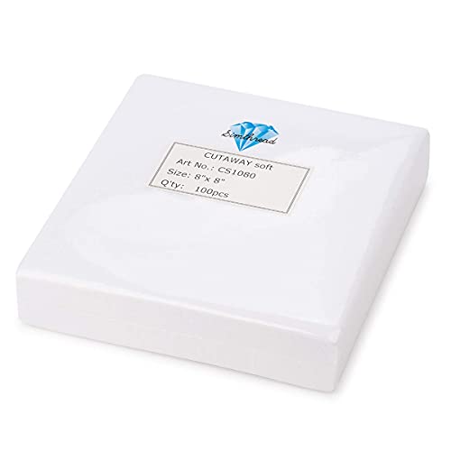 Cut Away Embroidery Stabilizer 8" x 8" 100 Precut Sheets Weight 2.8 OZ - color: White, size: 8"x8" 100pcs