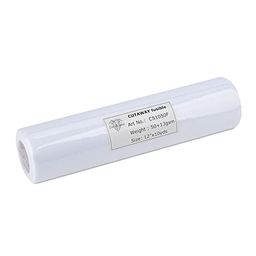 Simthread Fusible Cut Away Stabilizer - Weight 1.8 OZ 12" x 10 Yards/Roll - color: White, size: Fusible 12"x10Y Roll