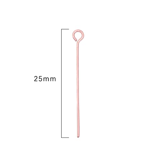 BEADIA Rose Gold Plated Open Eye Pins Non Tarnish 25mm 200pcs for Jewelry Making Findings - color: Open Eye Pins Rose Gold, size: 25x0.7mm