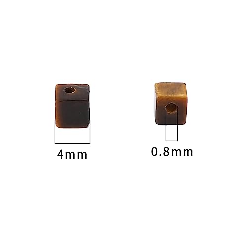 BEADIA Natural Yellow Tiger Eye Square Stone Beads 4x4mm 85pcs Cube Loose Semi Gemstone Beads for Jewelry Making Design - color: Yellow Tiger Eye