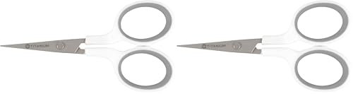 Westcott 16380-001 4" Curved Blade Titanium Embroidery Scissors for Crafting, White/Gray (Pack of 2) - size: 1 Count (Pack of 2), style: 4" Embroidery Scissors