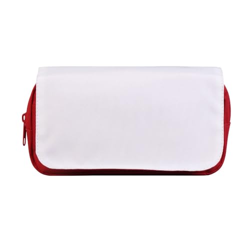 10 PCS Sublimation Printable Blank Pencil Case Pen Bag Customizable Cosmetic Bag with Zipper DIY Custom Blank Makeup Bags Bulk Travel Toiletry Bag for Storage (Red) - color: Red, size: 10PCS
