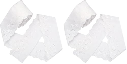 GORGECRAFT 7.5 Yards Cotton Lace Trim Eyelet Embroidery Fabric Curtain Tablecloth Slipcover Bridal DIY Clothing/Accessories for DIY Craft Sewing Wedding Decoration 80Mm Wide (Pack of 2) - size: 7.5 Yards;80mm wide (Pack of 2)