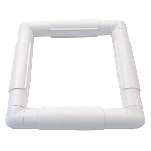 Small Square Embroidery Hoop, 6inch Plastic Cross Stitch Frame Clip White DIY Sewing Tools Hoops Craft Embroidery Snap Frame Hoop for Cross Stitching Quilting, Needlepoint, Silk-Painting - size: 6 x 6 inch