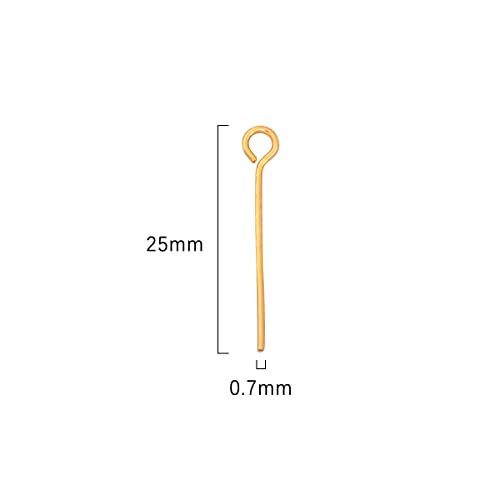 BEADIA 18K Gold Plated Open Eye Pins Non Tarnish 25mm 200pcs for Jewelry Making Findings - color: Open Eye Pins Gold, size: 25x0.7mm