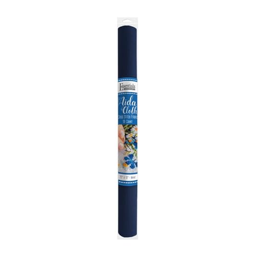 Essentials By Leisure Arts Aida Cloth, 18 Count, Navy, Cross Stitch Fabric, Embroidery Fabric, Cross Stitch Supplies for Crafting, Stitching, and Sewing Projects 15X18