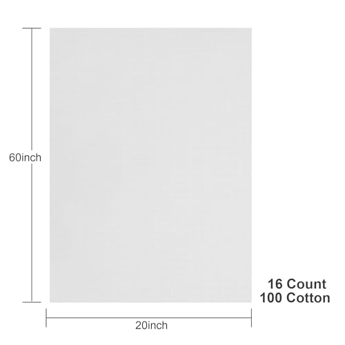 Aida Cloth 16 Count Cross Stitch Fabric,20×60inch (16CT,White) - color: White, size: 16CT