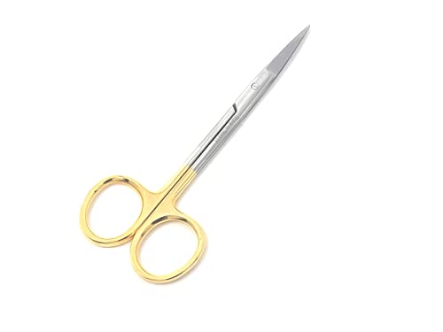 Stainless Steel Iris Dissecting Scissors 4.5", Straight, Fine Point Made of Premium Quality Stainless Steel (Gold Handle) - color: Gold Handle