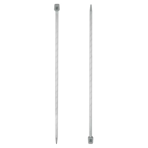 uxcell 2Pcs 5.5mm(I) Single Pointed Knitting Needles Stainless Steel 13.8 Inches Length Metal Weaving Tool for Handmade Projects DIY Knitting - size: 5.5mm, 13.8"
