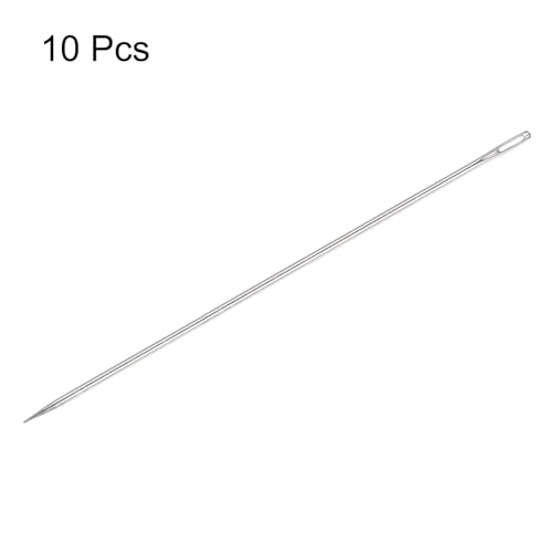 HARFINGTON 10pcs 8 Inch Upholstery Needles Large Eye Stitching Needles Stainless Steel Straight Hand Sewing Needles for Home Hand Sewing Leather Tapestry Embroidery Tufting Webbing Carpet - size: 8 Inch