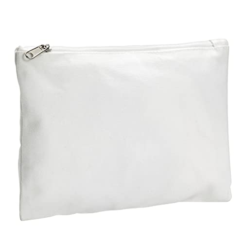 Juvale Canvas Pencil Case Pouch Set - 12-Pack, 8 x 6 in, Off White - Canvas Zip Pouches for Art & DIY - Bulk Makeup & Cosmetic Bags