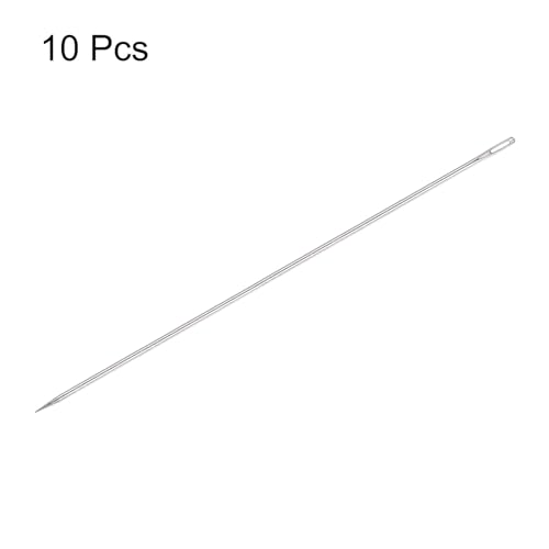 HARFINGTON 10pcs 10 Inch Upholstery Needles Large Eye Stitching Needles Stainless Steel Straight Hand Sewing Needles for Home Hand Sewing Leather Tapestry Embroidery Tufting Webbing Carpet - size: 10 Inch