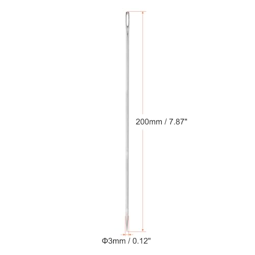 HARFINGTON 2pcs 8 Inch Upholstery Needles Large Eye Stitching Needles Stainless Steel Straight Hand Sewing Needles for Home Hand Sewing Leather Tapestry Embroidery Tufting Webbing Carpet - size: 8in
