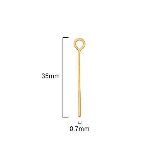 BEADIA 18K Gold Plated Open Eye Pins Non Tarnish 35mm 150pcs for Jewelry Making Findings - color: Open Eye Pins Gold, size: 35x0.7mm