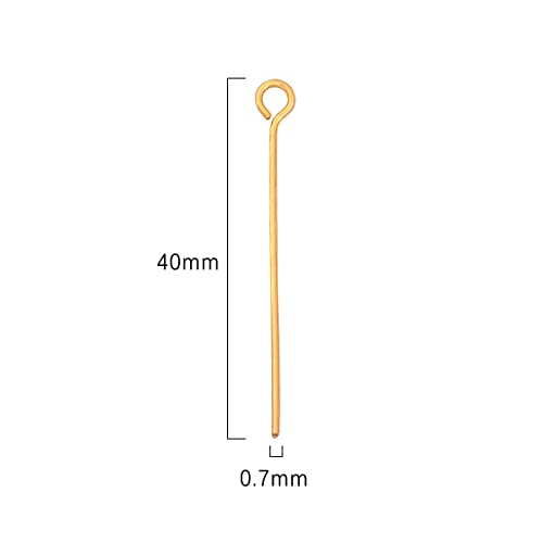 BEADIA 18K Gold Plated Open Eye Pins Non Tarnish 40mm 150pcs for Jewelry Making Findings - color: Open Eye Pins Gold, size: 40x0.7mm