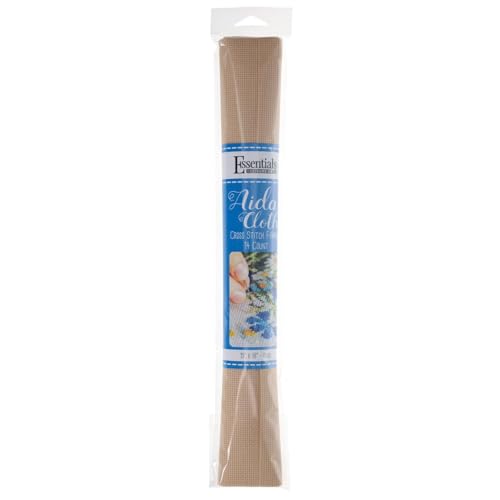Essentials By Leisure Arts Aida Cloth, 14 Count, Beige, Cross Stitch Fabric, Embroidery Fabric, Cross Stitch Supplies for Crafting, Stitching, and Sewing Projects 15X18