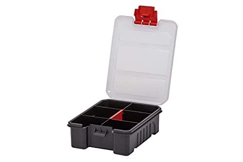 Mini Parts Organizer Box – Small Hardware Storage Case with 6 Compartments & Divider – Compact Nylon Container for Screws, Beads, Tackle, or Travel Toolbox