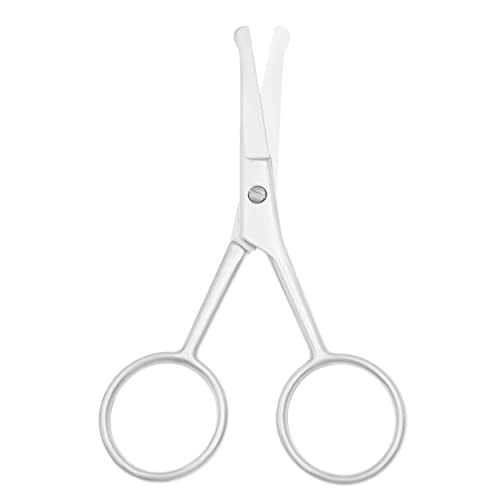 Multicolor Professional Grooming Scissors for Facial Hair Removal - color: Silver Safety Head C