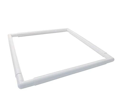 17 X 17 Plastic Cross Stitch Frame Square Embroidery Hoop White DIY Sewing Tools Sewing Hoop Handhold Craft Clip Embroidery Snap Frame Hoop for Cross Stitching Quilting (17 X 17) - size: 17 X 17"