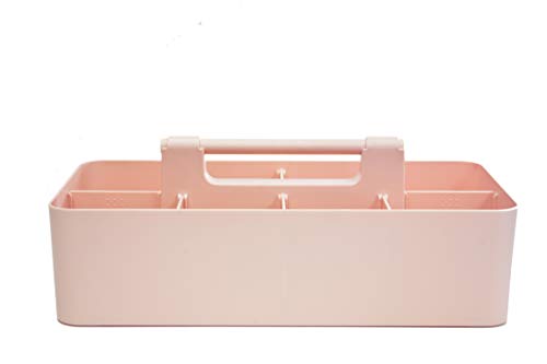 2 PACK - Portable DIY 8 Dividers Durable Plastic Organizer Tote Tool Home Office School Toy Arts Craft Pencil Kids Baby & Supply Cleaning Caddy with Handle Made In USA (Indie Pink) - color: Indie Pink