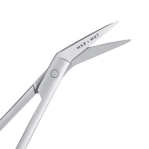 Applique Long Thin 6 Inch - Angled Offset Blade Scissors with Pouch Sleeve for Embroidery, Fabric, Thread, Knitting, Sewing, Arts & Craft (Satin)