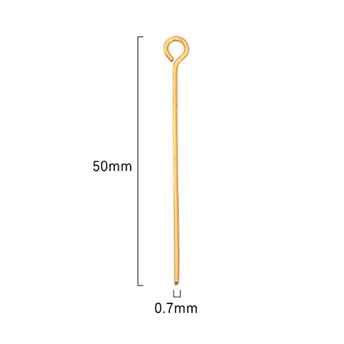 BEADIA 18K Gold Plated Open Eye Pins Non Tarnish 50mm 100pcs for Jewelry Making Findings - color: Open Eye Pins Gold, size: 50x0.7mm